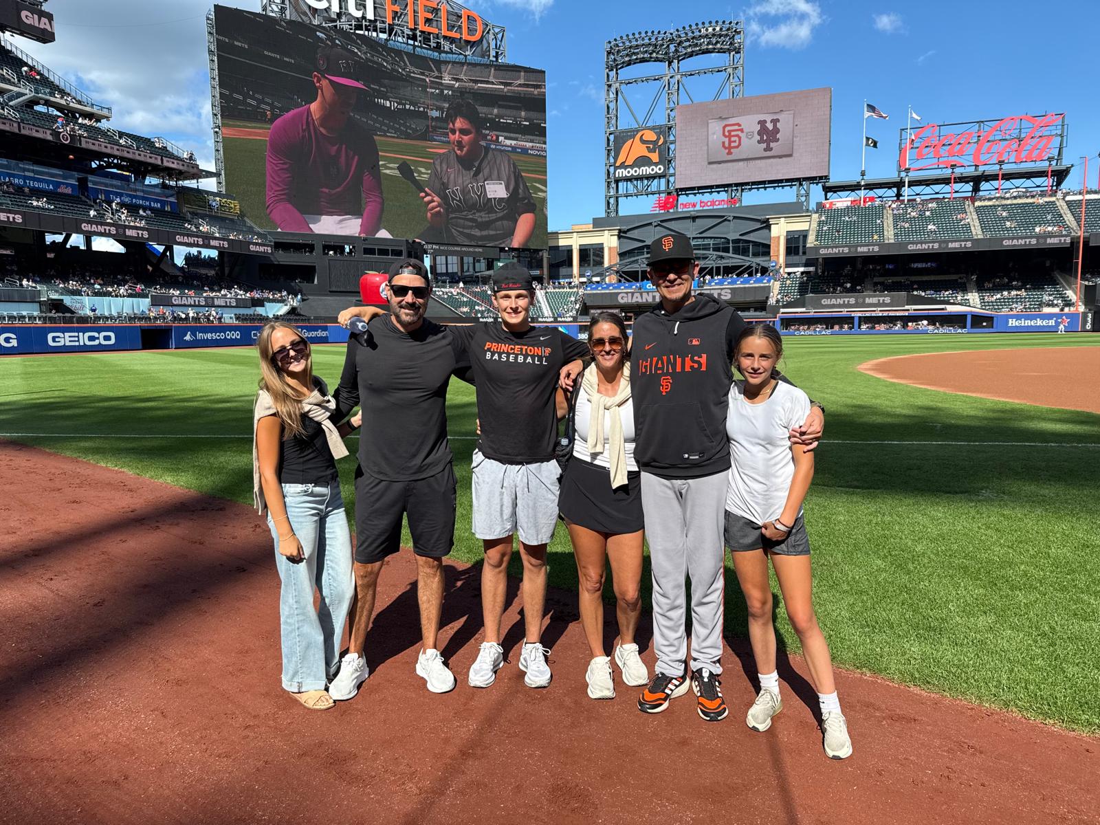 The Meccage family together on the field at Citi Field